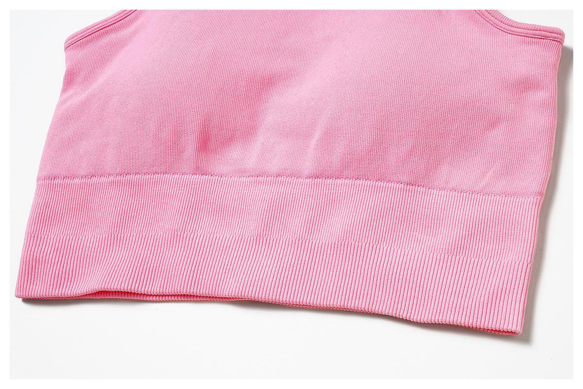 Athleisure Plain U Neck Seamless Shaping Crop Tank With Cups - Image 14