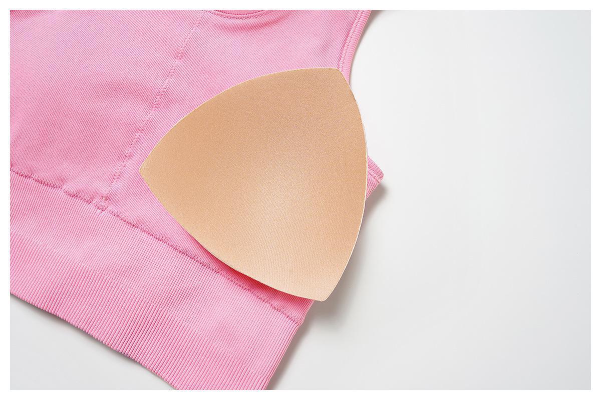 Athleisure Plain U Neck Seamless Shaping Crop Tank With Cups - Image 15