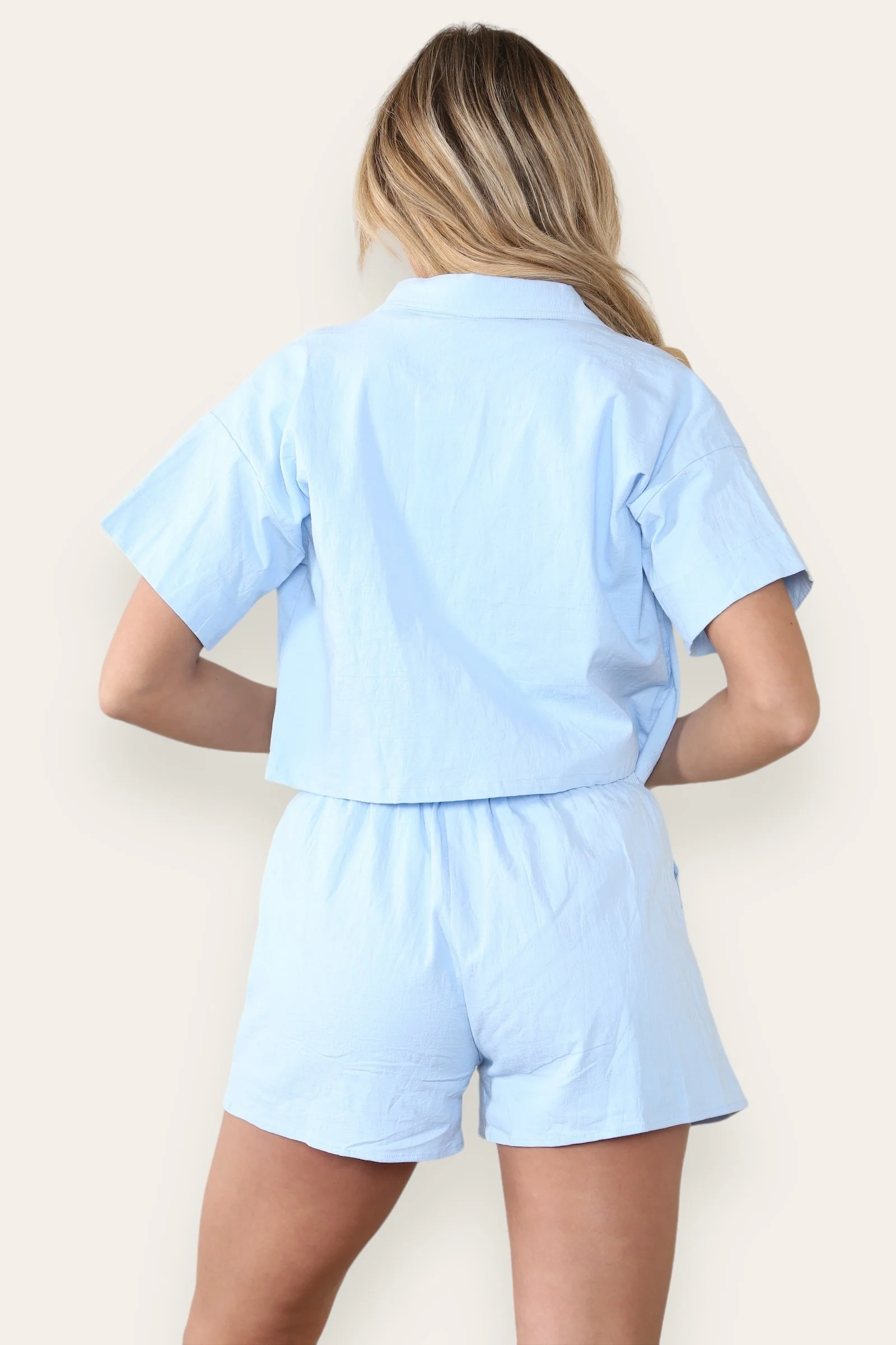 Casual Button Blouse & Drawstring Shorts Co-ord - Image 3