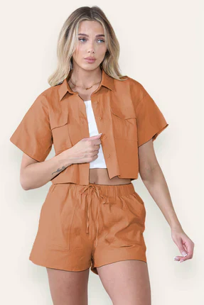 Casual Button Blouse & Drawstring Shorts Co-ord - Image 6