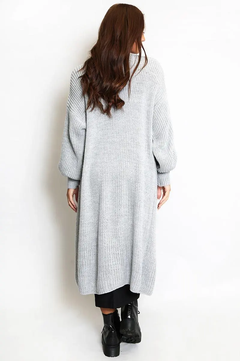 Casual Knit Puff Sleeve Loose Open-Front Cardigan - Image 13