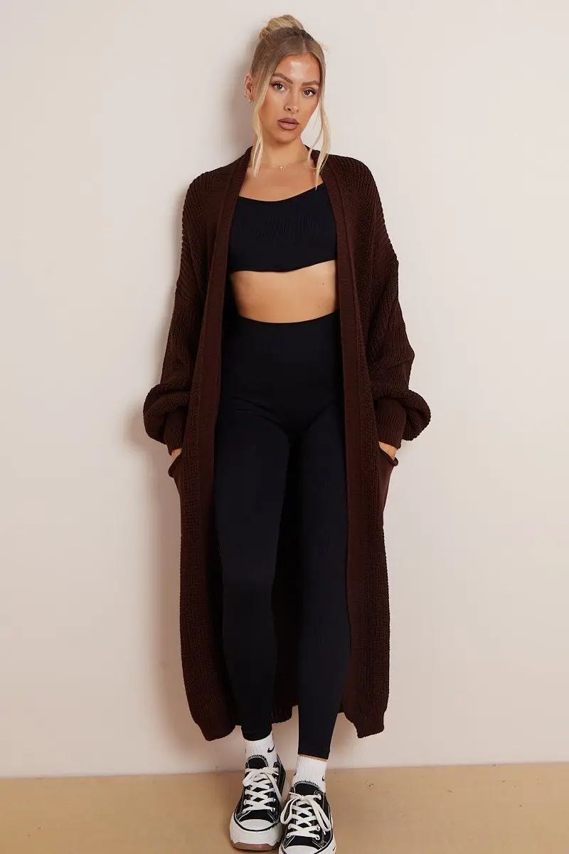 Casual Knit Puff Sleeve Loose Open-Front Cardigan - Image 23