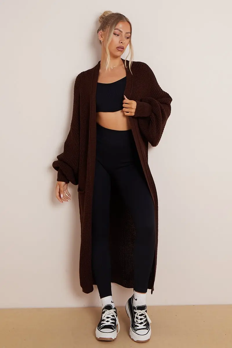Casual Knit Puff Sleeve Loose Open-Front Cardigan - Image 24