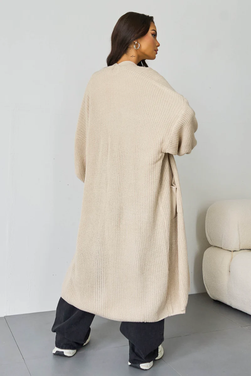 Casual Knit Puff Sleeve Loose Open-Front Cardigan - Image 7