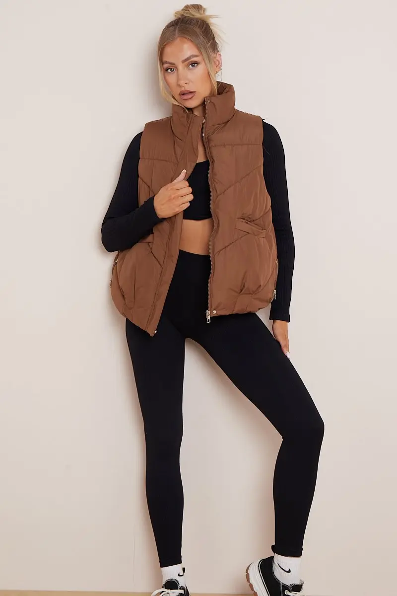 Chic Stand Collar Sleeveless Zip-Up Gilet - Image 4