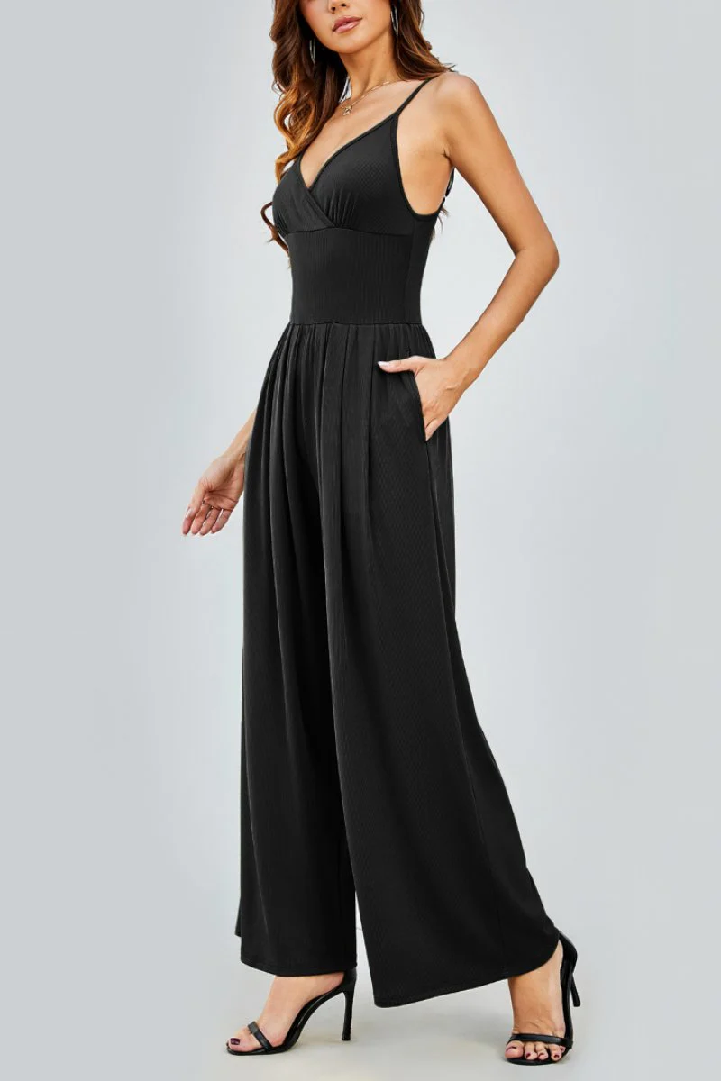 Elegant Spaghetti Strap Thin Waist Wide Leg Jumpsuit - Image 10