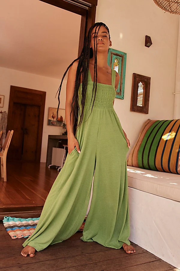 Elegant Thick Strap Ruched Pocket Wide Leg Jumpsuit - Image 11