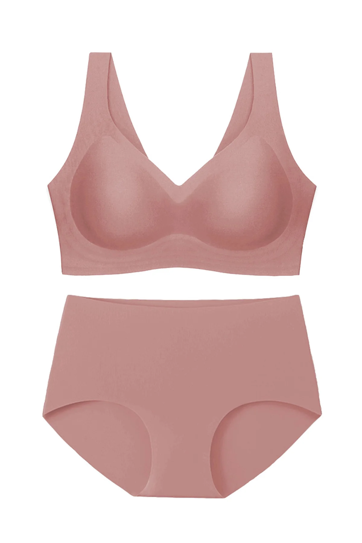 KatchMe Women's Plus Size Two-Piece Sets Solid Seamless Non-Wired Full Cup Smoothing Bra & Hip-Hugging Panties Set,Women's Lingerie & Underwear Set - Image 5