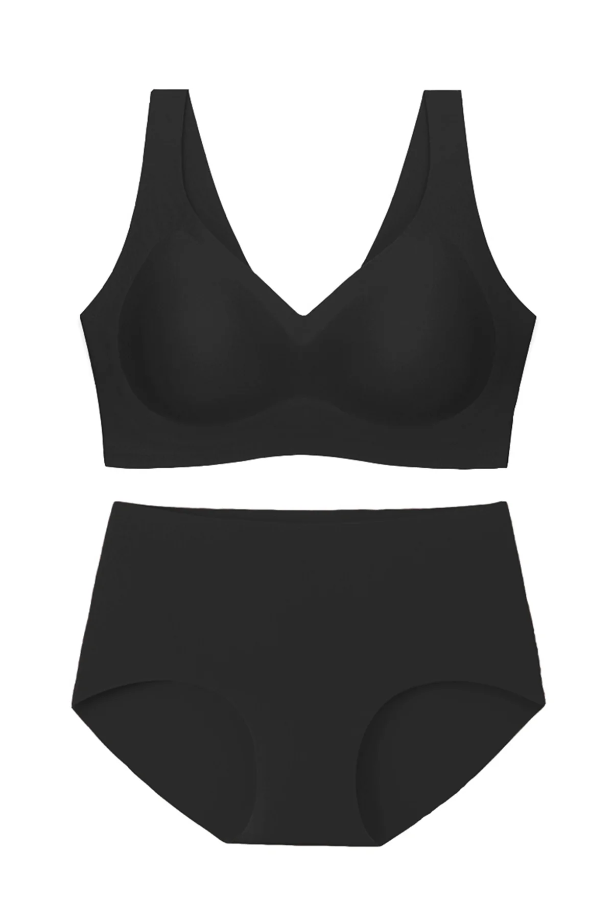 KatchMe Women's Plus Size Two-Piece Sets Solid Seamless Non-Wired Full Cup Smoothing Bra & Hip-Hugging Panties Set,Women's Lingerie & Underwear Set - Image 6