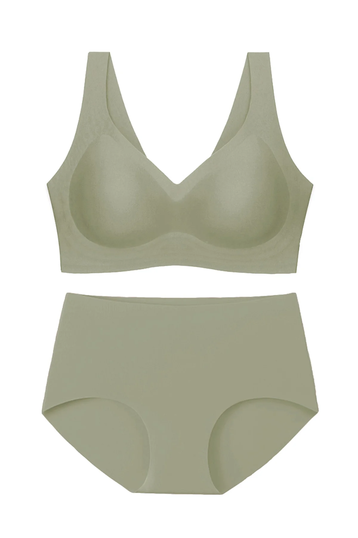 KatchMe Women's Plus Size Two-Piece Sets Solid Seamless Non-Wired Full Cup Smoothing Bra & Hip-Hugging Panties Set,Women's Lingerie & Underwear Set - Image 7