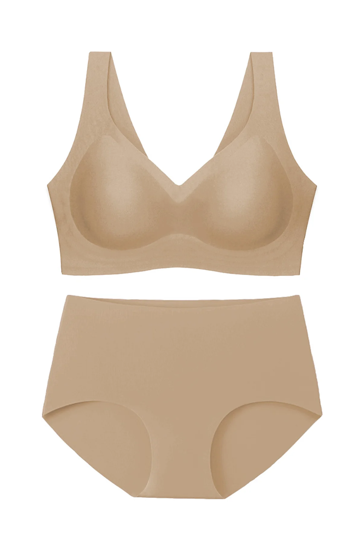 KatchMe Women's Plus Size Two-Piece Sets Solid Seamless Non-Wired Full Cup Smoothing Bra & Hip-Hugging Panties Set,Women's Lingerie & Underwear Set - Image 8