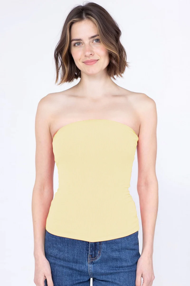 KatchMe Women's Vibrant Solid Color Sleeveless Stretch Slim Tube Top, Lady Slim-Fitting Top for Daily Holiday Wear, Minimalist Lady's Street Top - Image 3