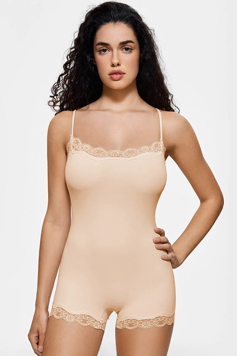 Lace Series Women's Spaghetti Strap Lace Trim Breathable Playsuit - Image 7