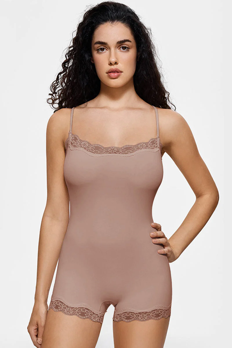 Lace Series Women's Spaghetti Strap Lace Trim Breathable Playsuit - Image 8
