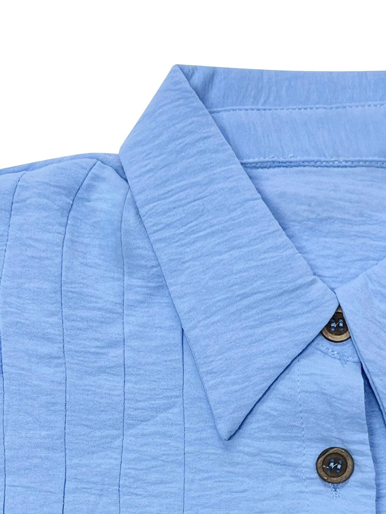 Leisure Collared Short Sleeve Button-Up Ruched Shirtdress - Image 12