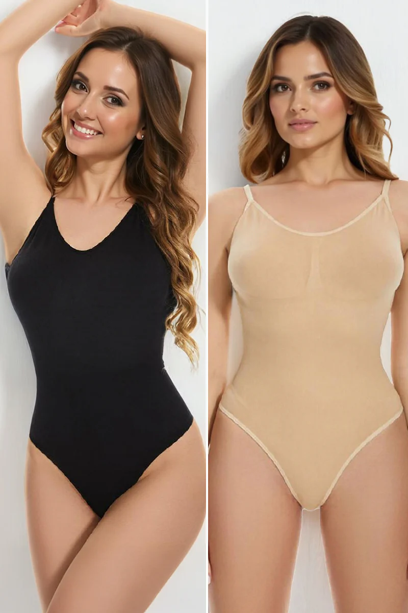 Sexy Solid Color Thin Strap Shaping Bodysuit(Size 8-18UK) - Image 7