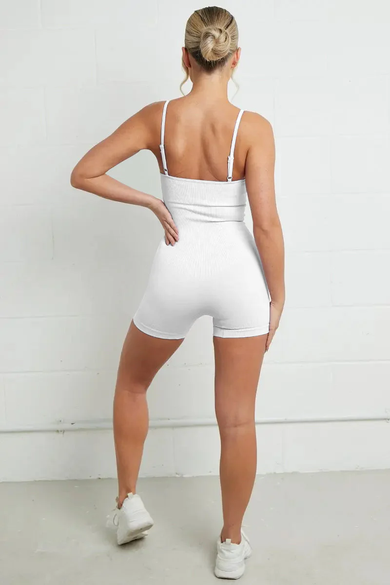 Sports Yoga Solid Color Thin Straps Seamless Playsuit - Image 6